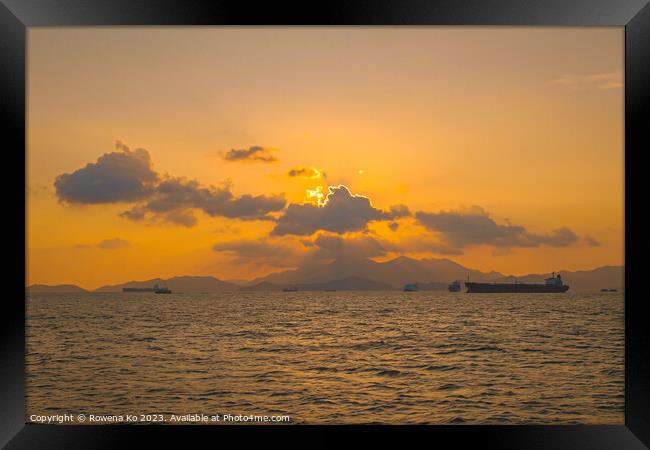 Sunset in Sai Wan near HongKong Island Framed Print by Rowena Ko