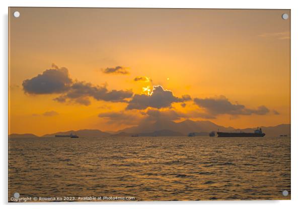 Sunset in Sai Wan near HongKong Island Acrylic by Rowena Ko