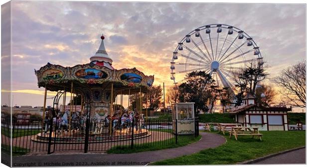 Carousel and Big Wheel Southport Canvas Print by Michele Davis