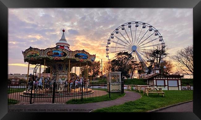 Carousel and Big Wheel Southport Framed Print by Michele Davis