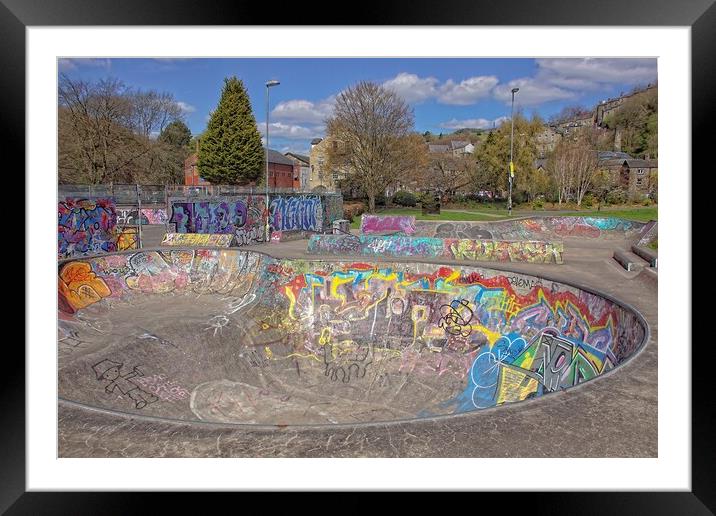 Hebden Bridge skatepark. Framed Mounted Print by David Birchall