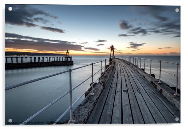 Sunset at Whitby east pier Acrylic by Martin Williams