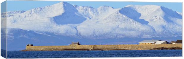 Sunny Saltcoats, harbour walls and Arran Canvas Print by Allan Durward Photography