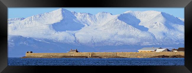 Sunny Saltcoats, harbour walls and Arran Framed Print by Allan Durward Photography