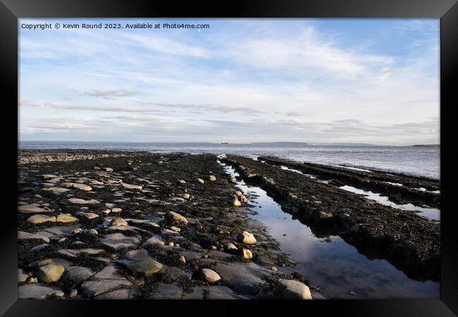 Lavernock point coast Framed Print by Kevin Round