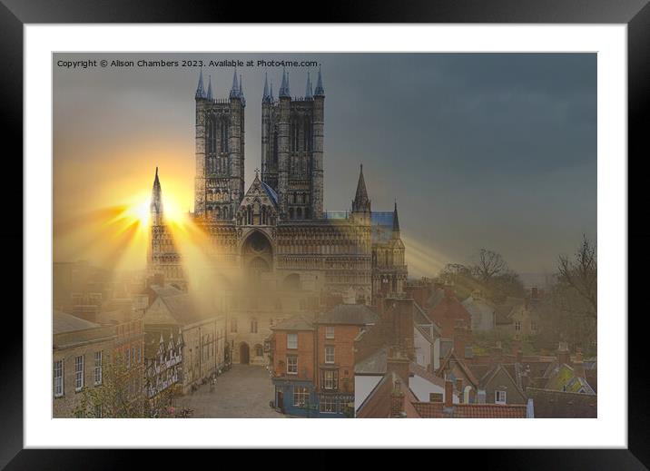 Lincoln Cathedral Sunrise Framed Mounted Print by Alison Chambers
