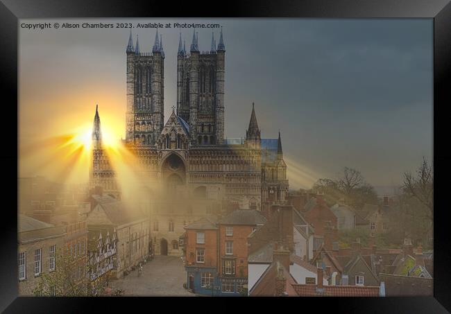 Lincoln Cathedral Sunrise Framed Print by Alison Chambers