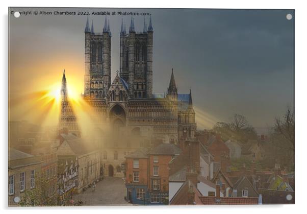 Lincoln Cathedral Sunrise Acrylic by Alison Chambers