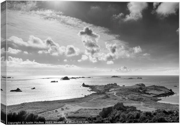 Samson Hill view, Bryher, Isles of Scilly Canvas Print by Justin Foulkes