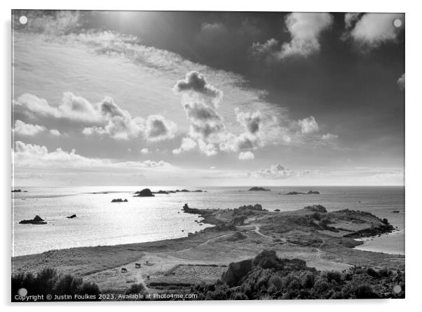 Samson Hill view, Bryher, Isles of Scilly Acrylic by Justin Foulkes