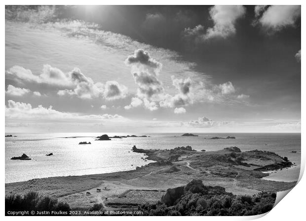 Samson Hill view, Bryher, Isles of Scilly Print by Justin Foulkes