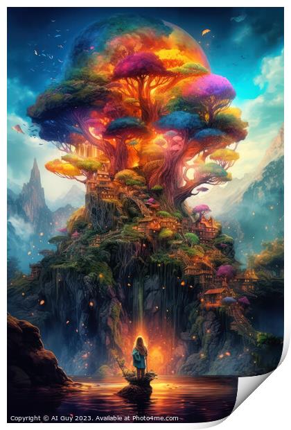 Fantasy Colourful Land Print by Craig Doogan Digital Art