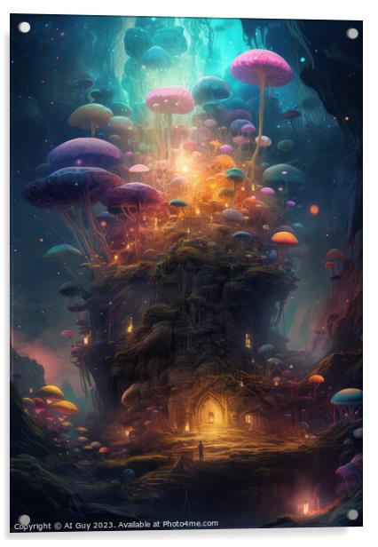 Fantasy Mushroom World Acrylic by Craig Doogan Digital Art