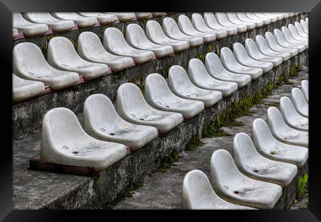 Old Stadium Seats Abstract Background Framed Print by Artur Bogacki
