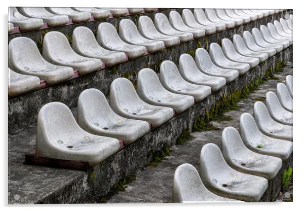 Old Stadium Seats Abstract Background Acrylic by Artur Bogacki