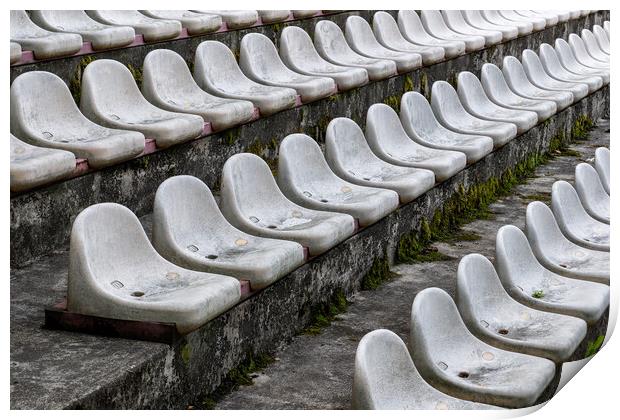 Old Stadium Seats Abstract Background Print by Artur Bogacki