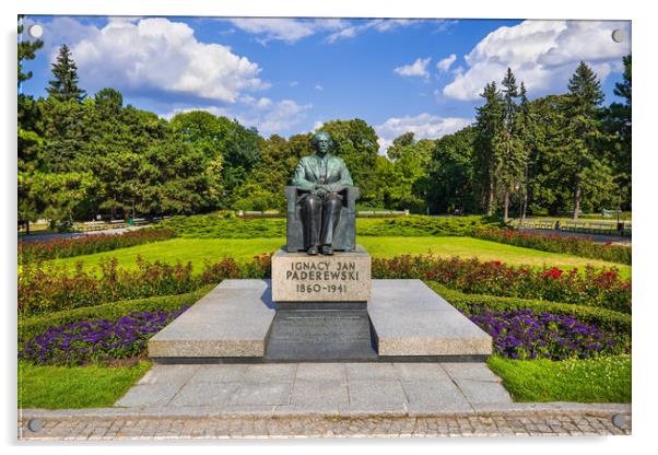 Ignacy Paderewski Monument in Warsaw Acrylic by Artur Bogacki