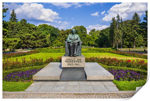 Ignacy Paderewski Monument in Warsaw Print by Artur Bogacki