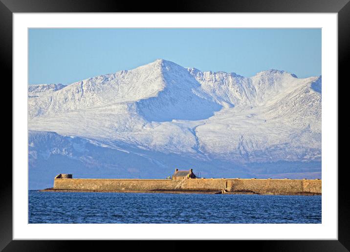 Saltcoats harbour and Snow capped Goat Fell, Arran Framed Mounted Print by Allan Durward Photography