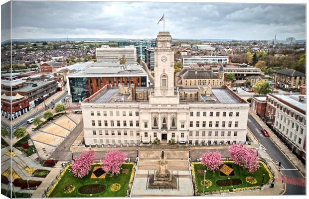 Barnsley Town Hall Blossom Canvas Print by Apollo Aerial Photography