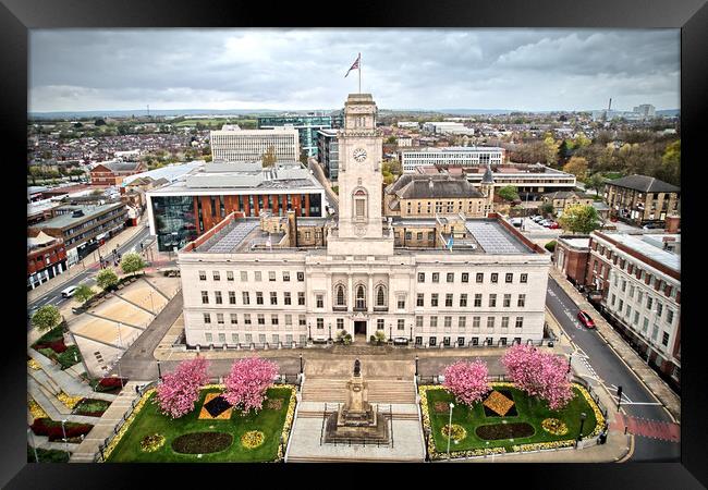 Barnsley Town Hall Blossom Framed Print by Apollo Aerial Photography