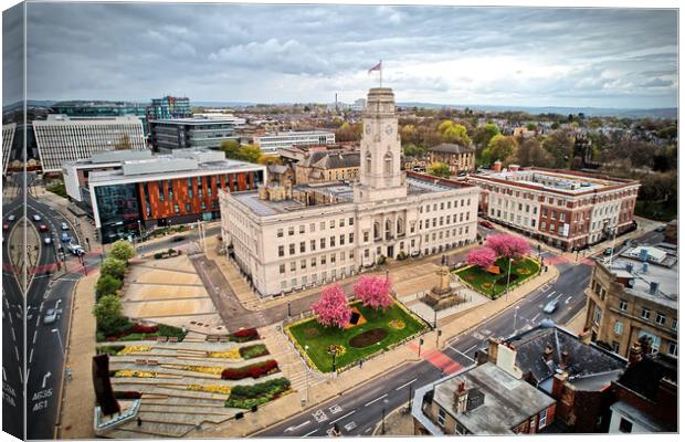 Barnsley Town Hall Spring Blossom Canvas Print by Apollo Aerial Photography