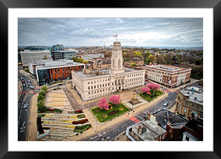 Barnsley Town Hall Spring Blossom Framed Mounted Print by Apollo Aerial Photography