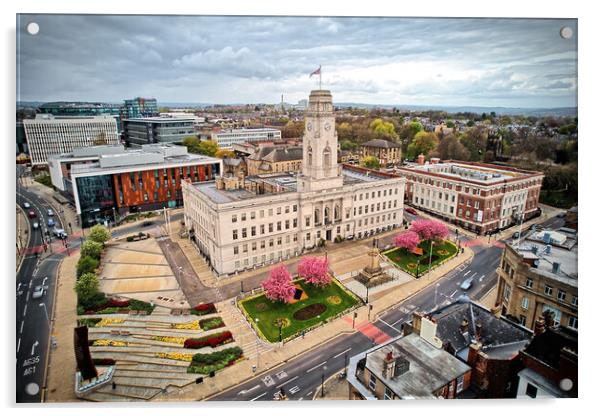 Barnsley Town Hall Spring Blossom Acrylic by Apollo Aerial Photography