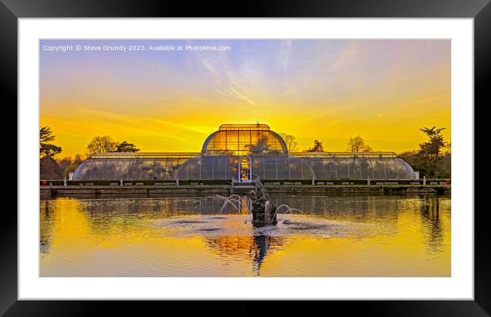 Sunset through the Palm House at Kew Gardens Framed Mounted Print by Steve Grundy