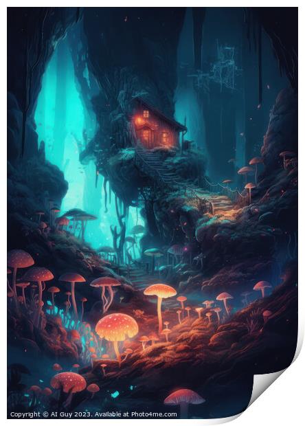Magic Mushroom House Print by Craig Doogan Digital Art
