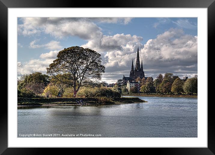 Stowe Pool and Lichfield Cathedral Framed Mounted Print by Ann Garrett