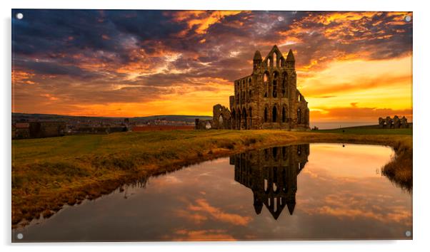 Whitby Abbey Sunset Acrylic by Tim Hill