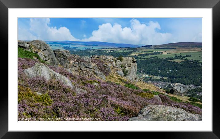 Cow and Calf rocks on Ilkley Moor Framed Mounted Print by Chris North