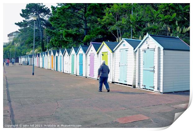 Seaside beach huts, Goodrington, Paignton, Devon, UK. Print by john hill