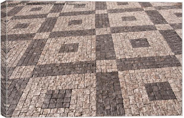 Cobbled pavement in symmetrical patterns Canvas Print by Sally Wallis