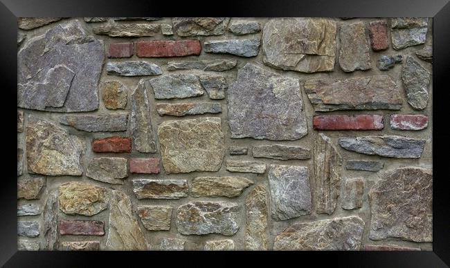 Masonry wall of multicolored stones or blocks Framed Print by Irena Chlubna