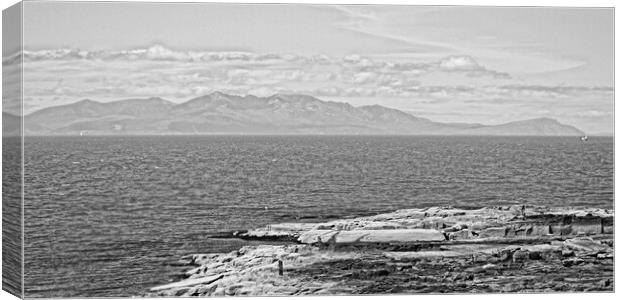 Isle of Arran Troon view (black&white) Canvas Print by Allan Durward Photography