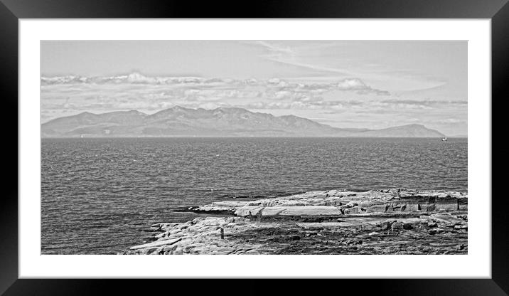 Isle of Arran Troon view (black&white) Framed Mounted Print by Allan Durward Photography