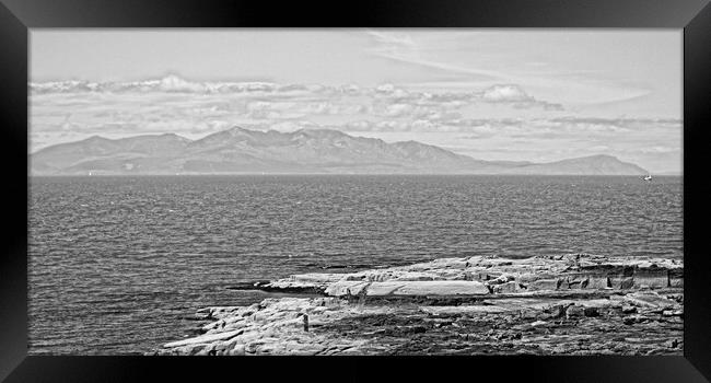Isle of Arran Troon view (black&white) Framed Print by Allan Durward Photography