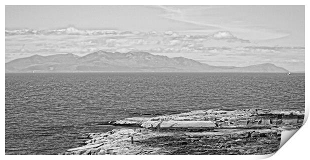 Isle of Arran Troon view (black&white) Print by Allan Durward Photography