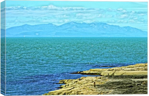 Mountains on Arran viewed from Troon Canvas Print by Allan Durward Photography