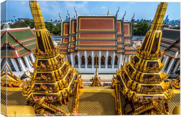 Spires Hall Loha Prasat Hall Wat Ratchanaddaram Worawihan Bangko Canvas Print by William Perry