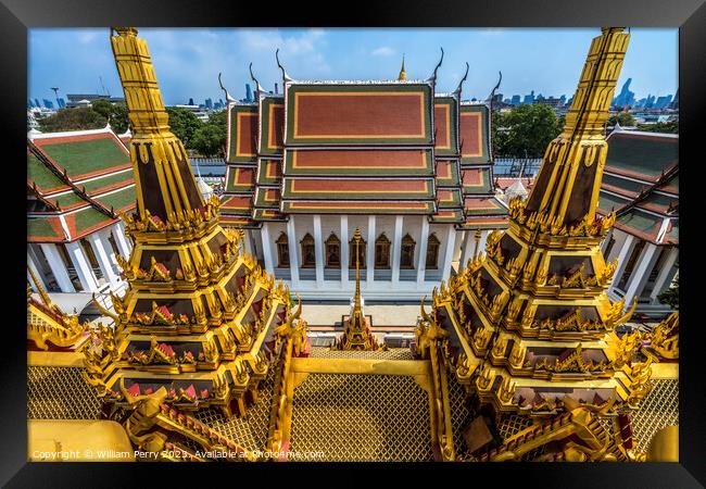 Spires Hall Loha Prasat Hall Wat Ratchanaddaram Worawihan Bangko Framed Print by William Perry