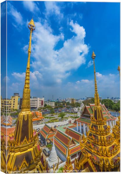 Loha Prasat Hall Wat Ratchanaddaram Worawihan Bangkok Thailand Canvas Print by William Perry