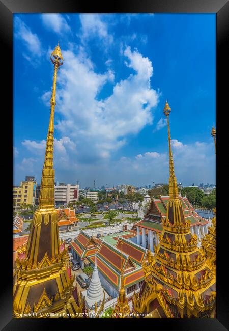 Loha Prasat Hall Wat Ratchanaddaram Worawihan Bangkok Thailand Framed Print by William Perry