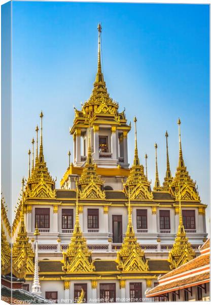 Loha Prasat Hall Wat Ratchanaddaram Worawihan Bangkok Thailand Canvas Print by William Perry