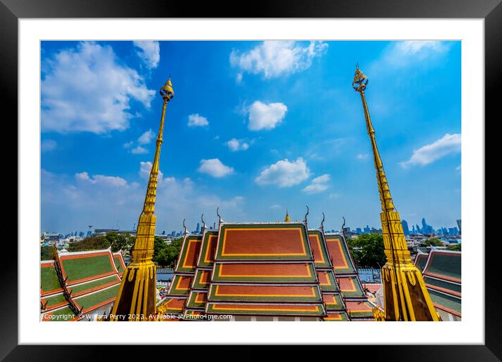Spires Hall Loha Prasat Hall Wat Ratchanaddaram Worawihan Bangko Framed Mounted Print by William Perry