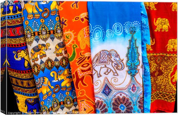Colorful Elephant Pants Souvenirs Bangkok Thailand Canvas Print by William Perry