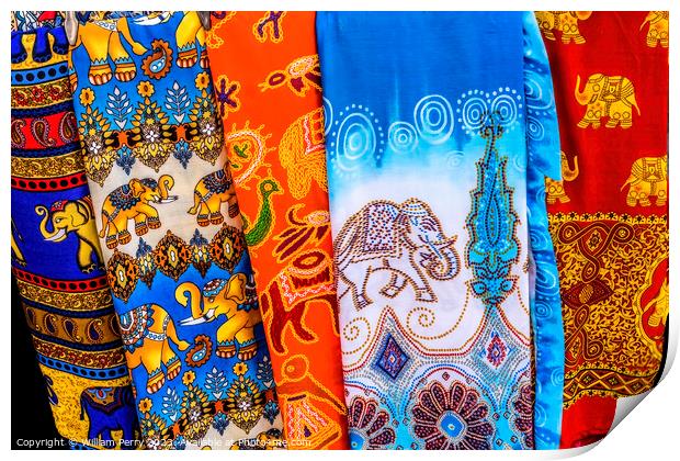 Colorful Elephant Pants Souvenirs Bangkok Thailand Print by William Perry