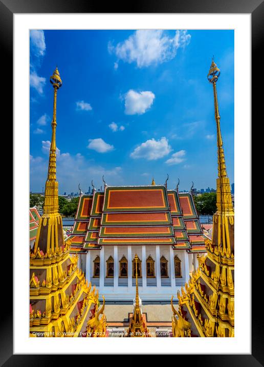 Spires Hall Loha Prasat Hall Wat Ratchanaddaram Worawihan Bangko Framed Mounted Print by William Perry